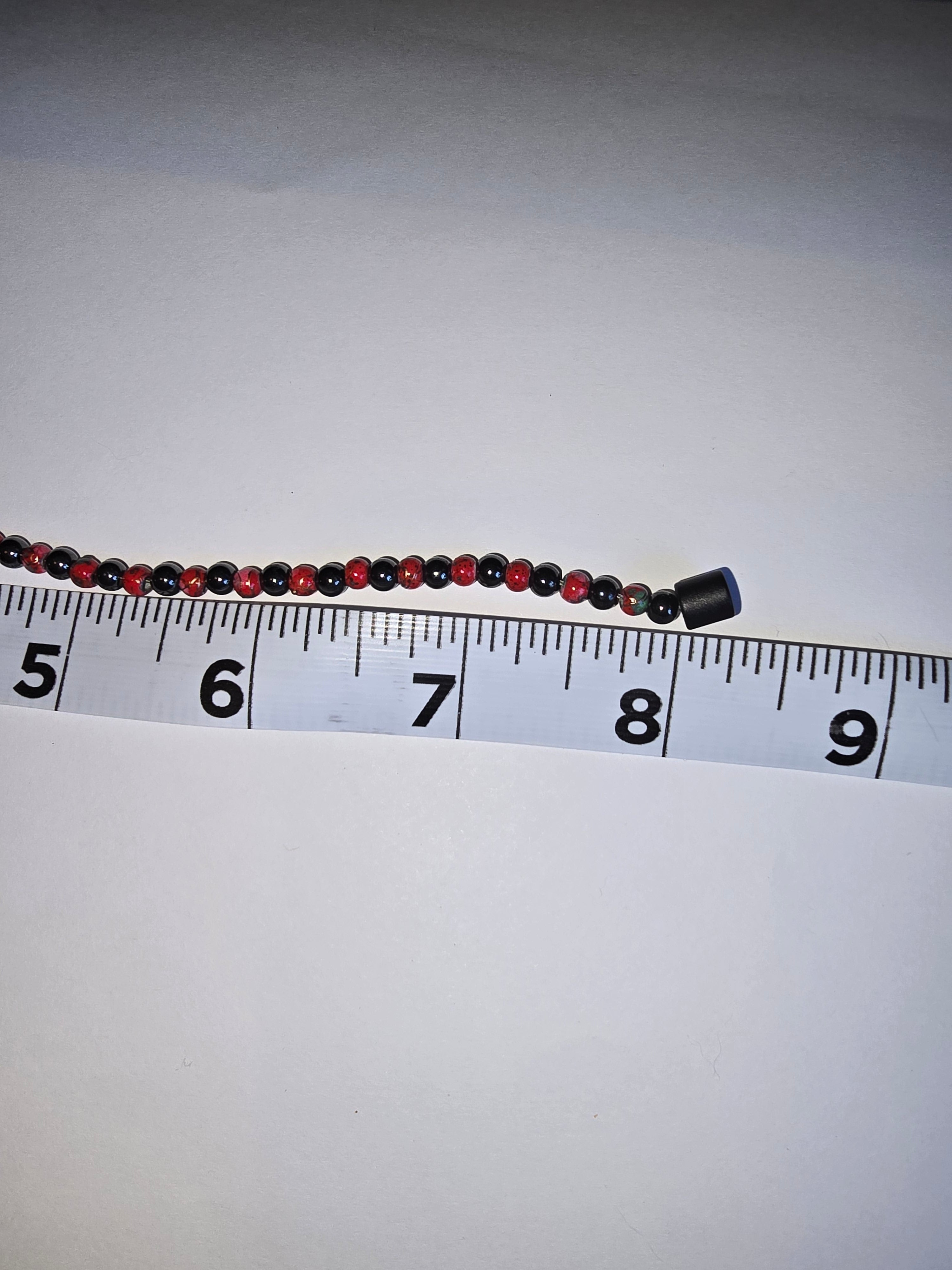 8 1/4 inch Black and Red 4mm magnetic bead bracelet or anklet