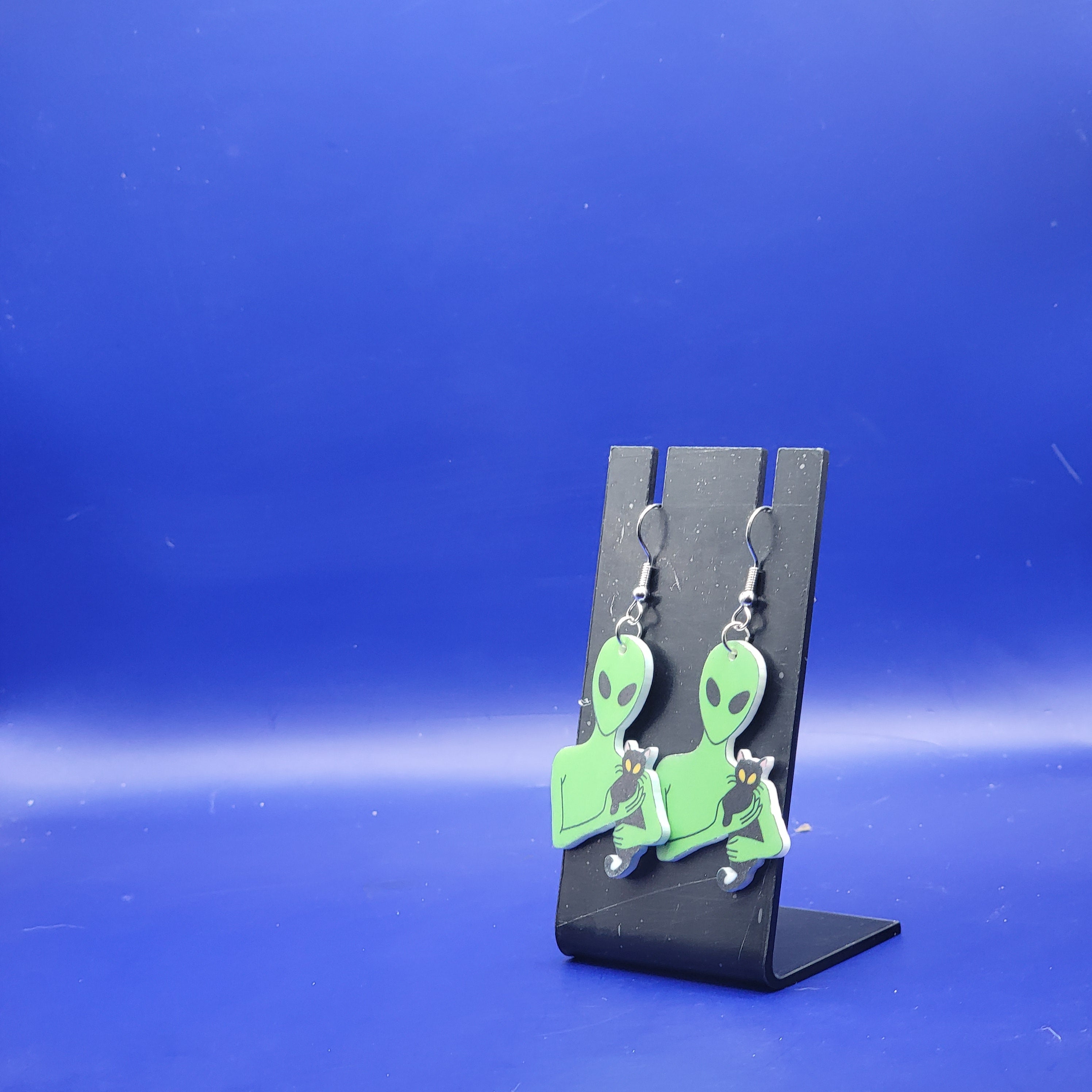 Green alien earrings gs