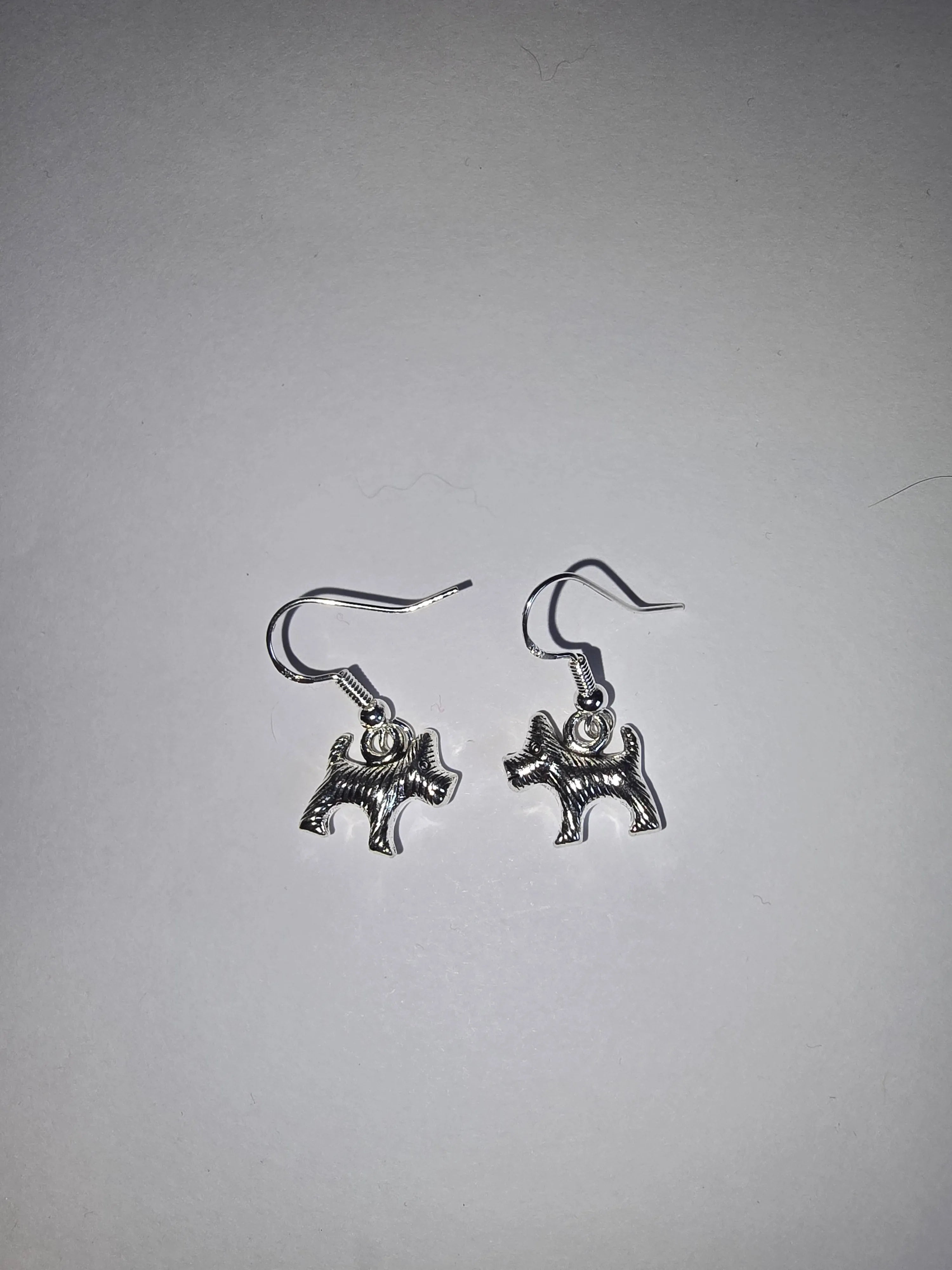 Silver Cairn Terrier Earrings (Toto)