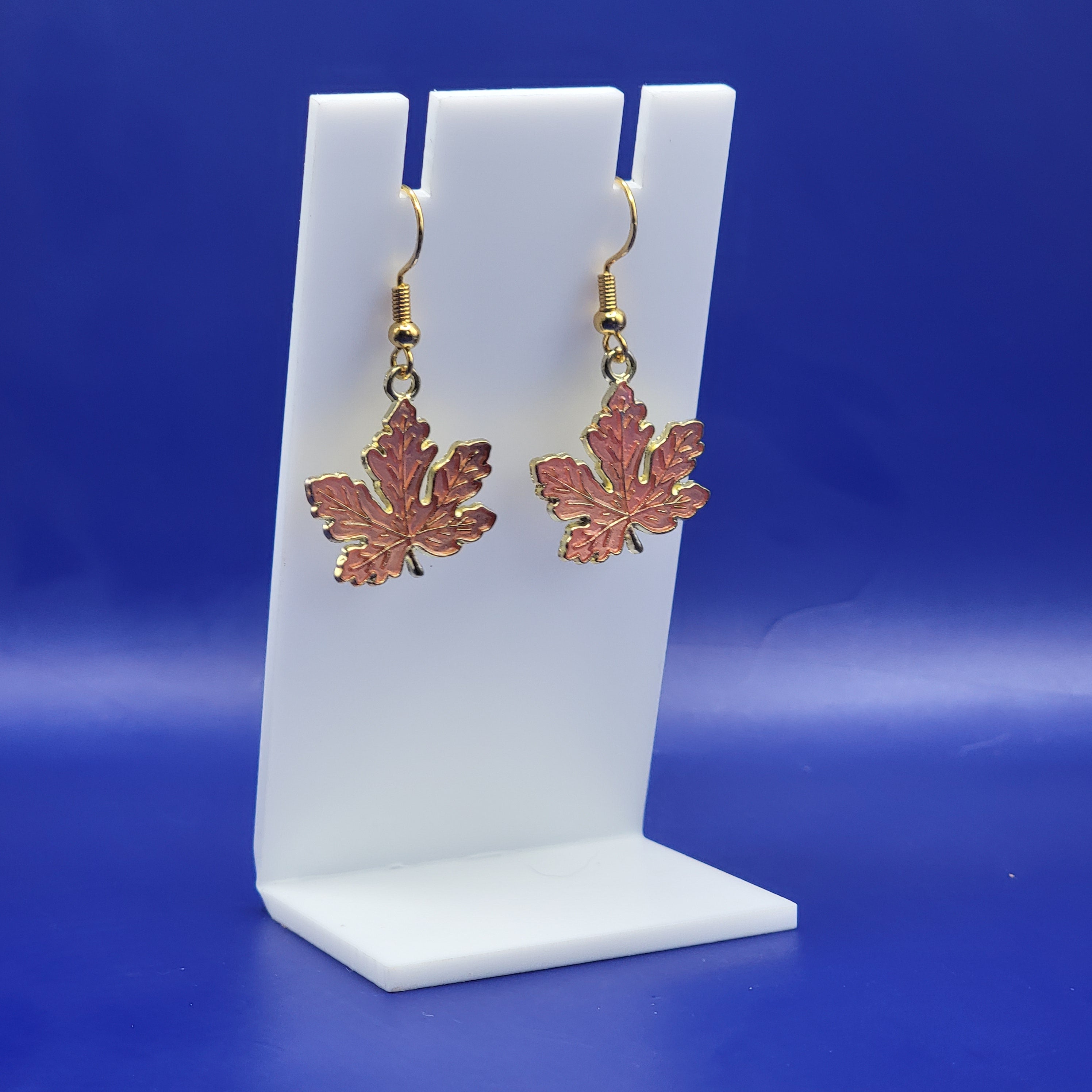 Orange leaf earrings