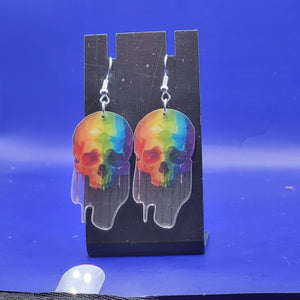 Rainbow skull earrings