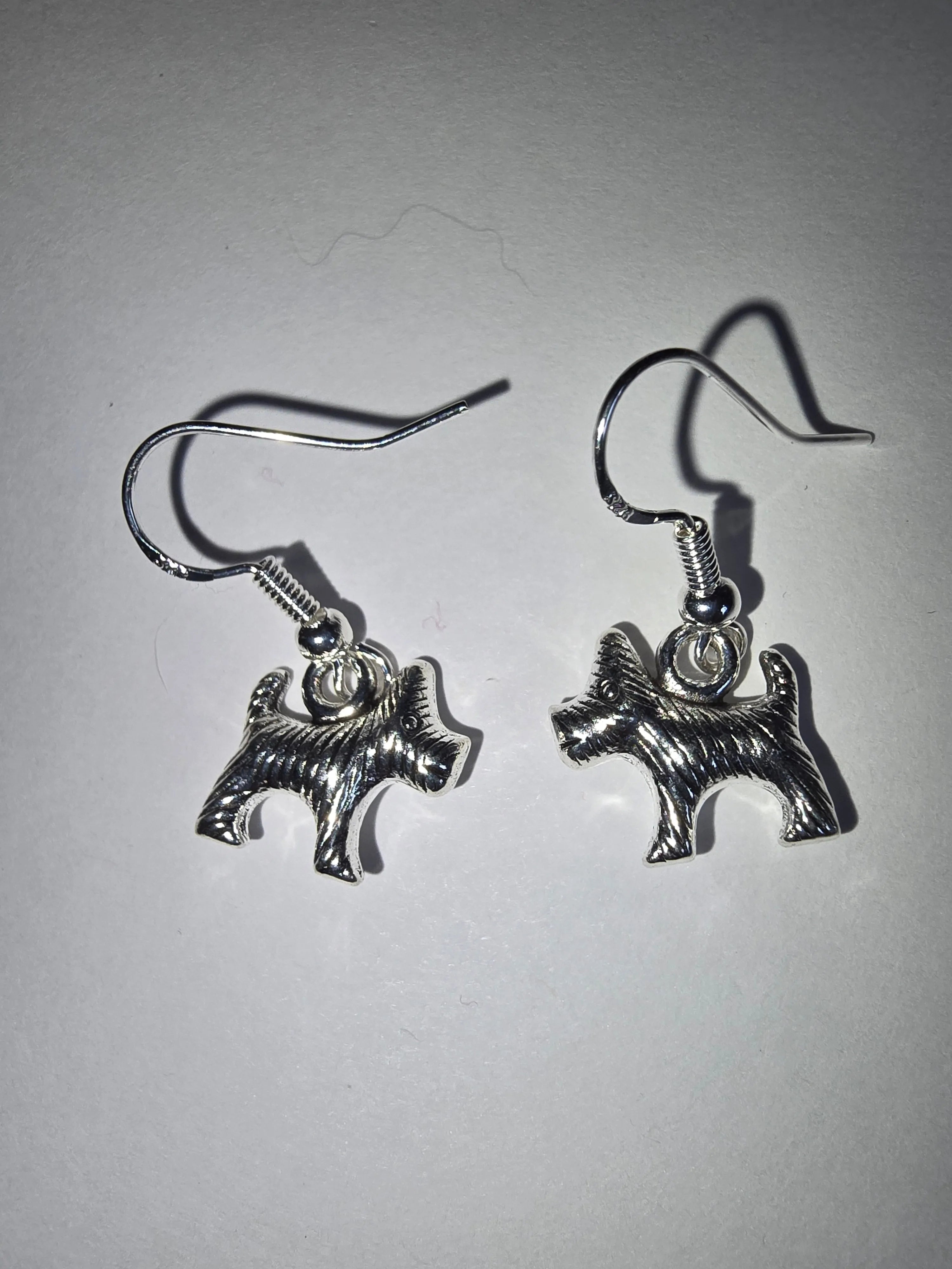 Silver Cairn Terrier Earrings (Toto)