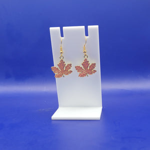 Orange leaf earrings