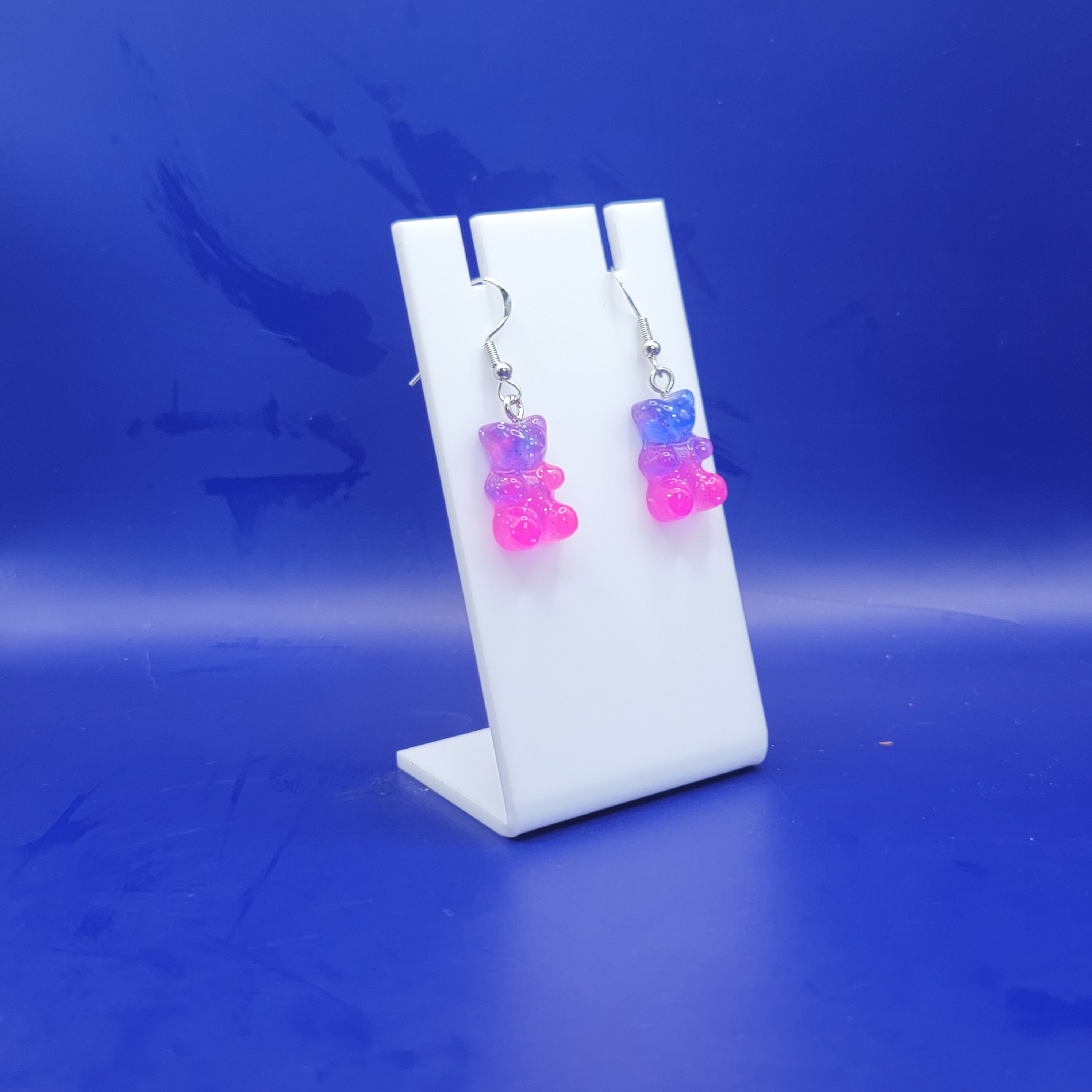 Pink and purple gummy bear earrings