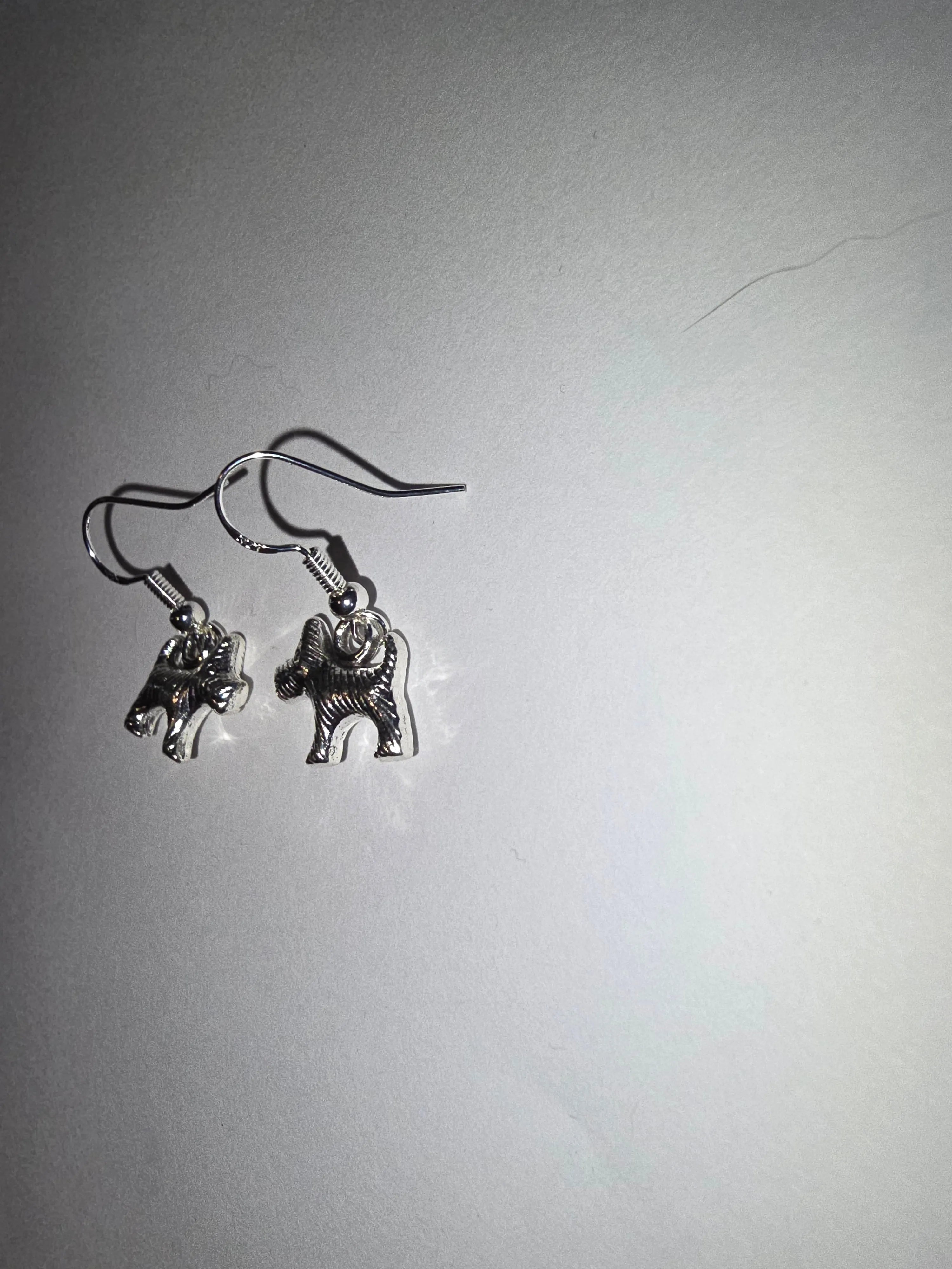 Silver Cairn Terrier Earrings (Toto)