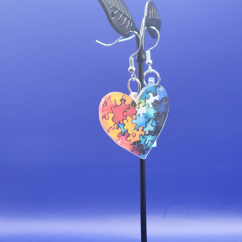 Heart jigsaw earings