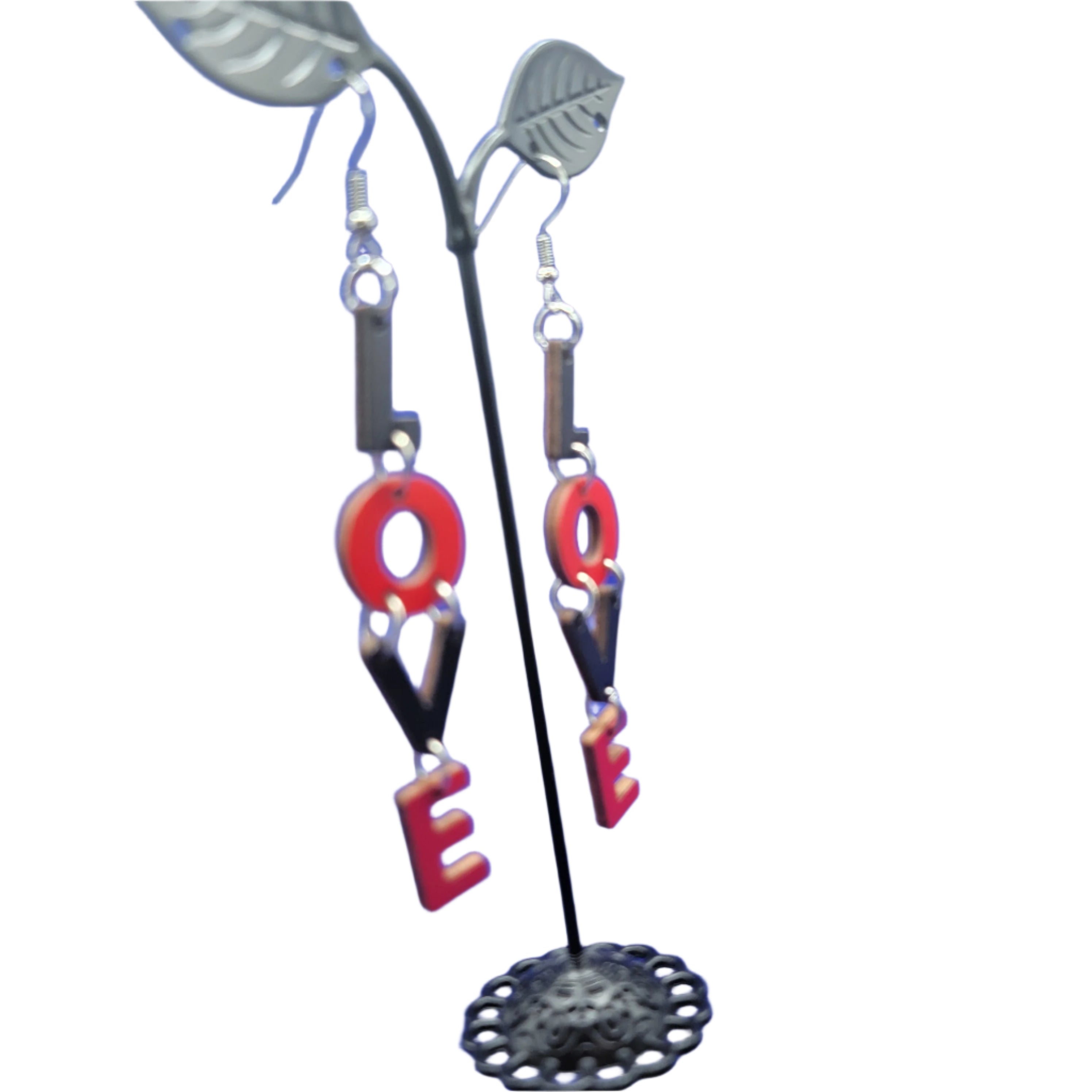 Red and Black Love Earrings