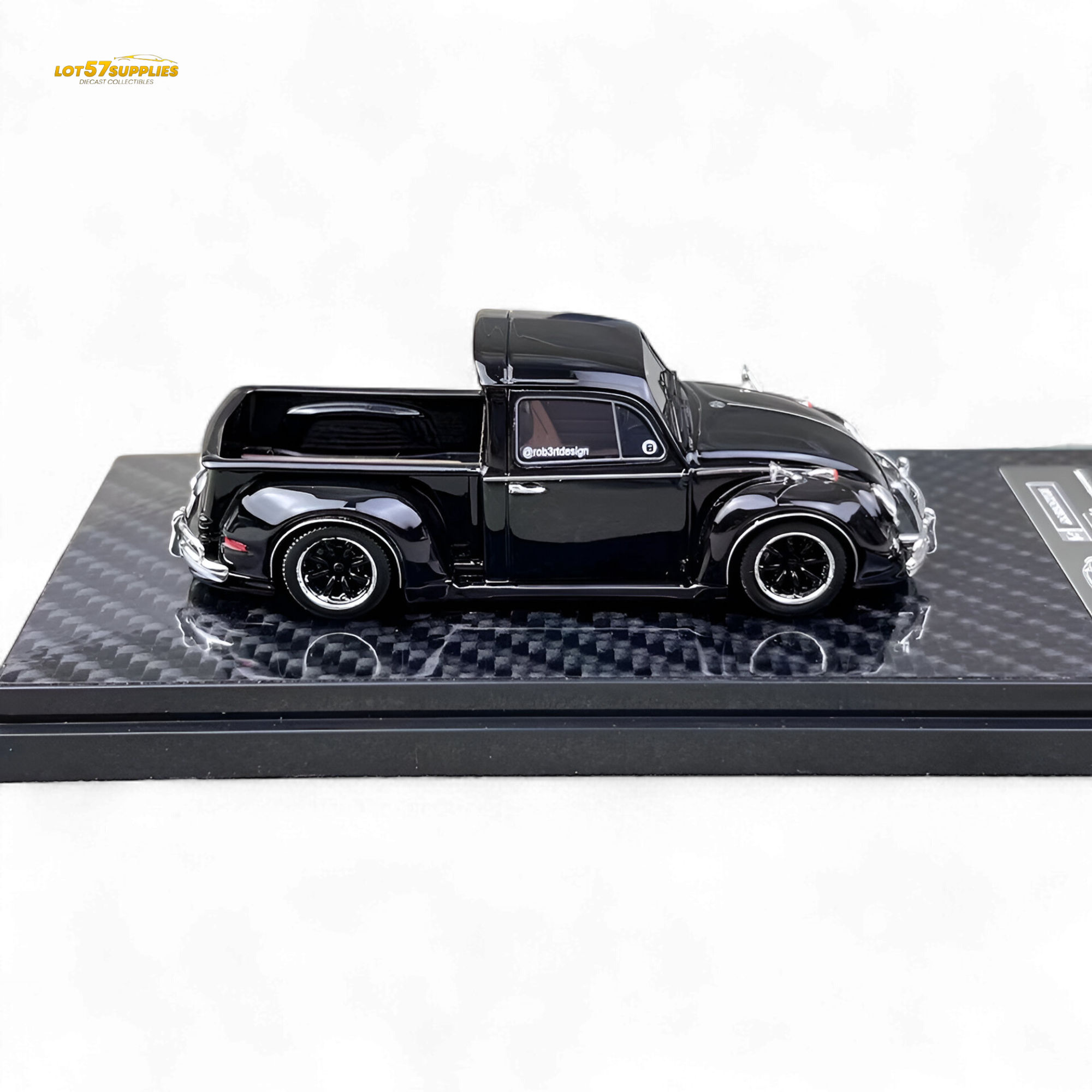 YM Model Volkswagen Beetle Pickup Truck FUSCUP Black 1:64