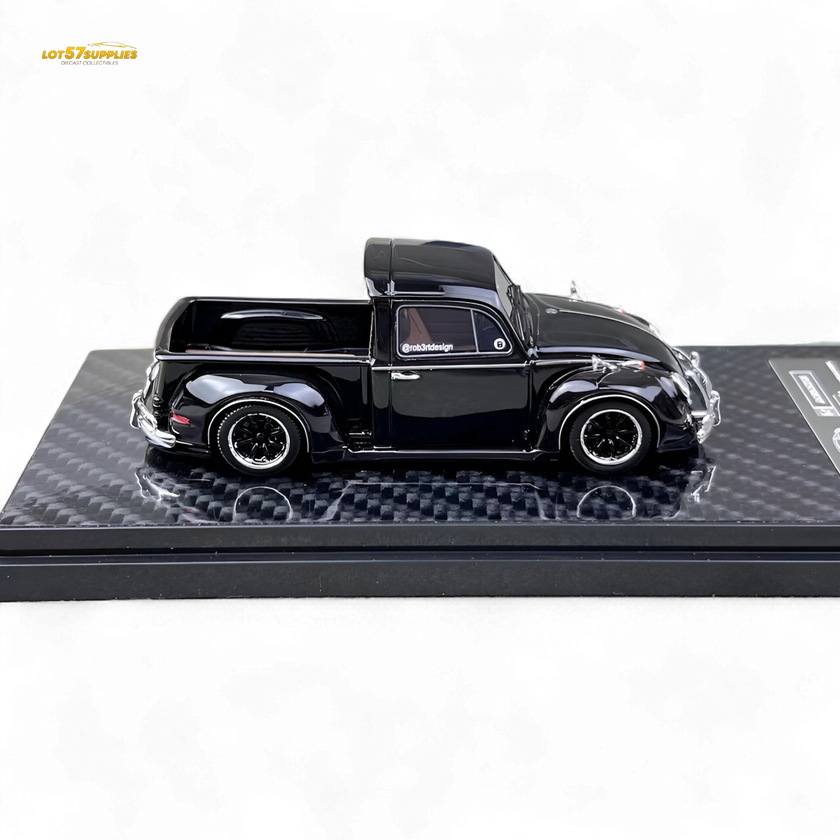 YM Model Volkswagen Beetle Pickup Truck FUSCUP Black 1:64