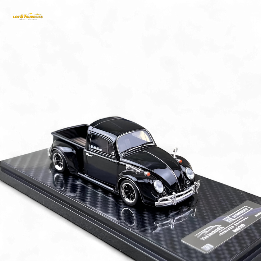 YM Model Volkswagen Beetle Pickup Truck FUSCUP Black 1:64