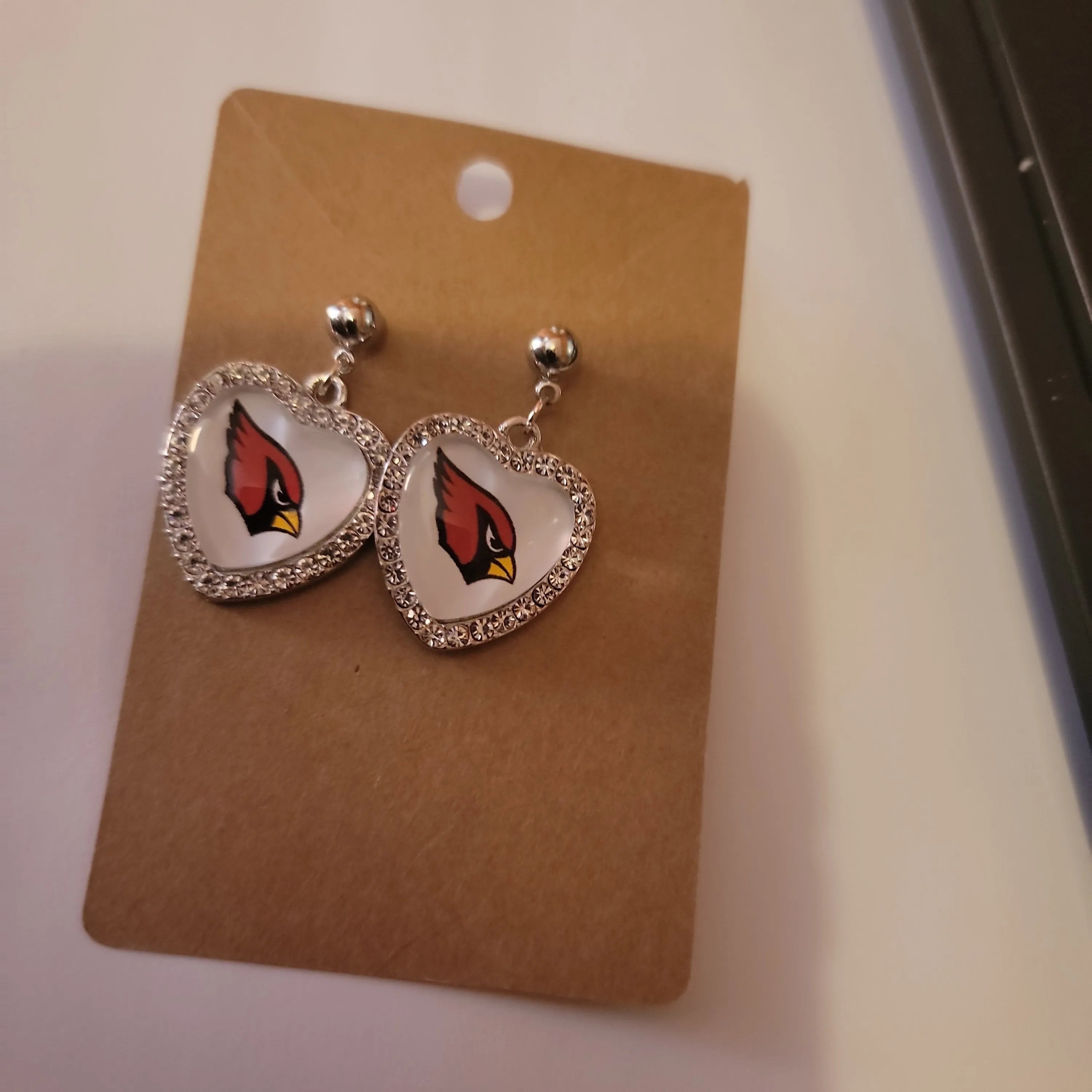 Cardinal Heart Earrings